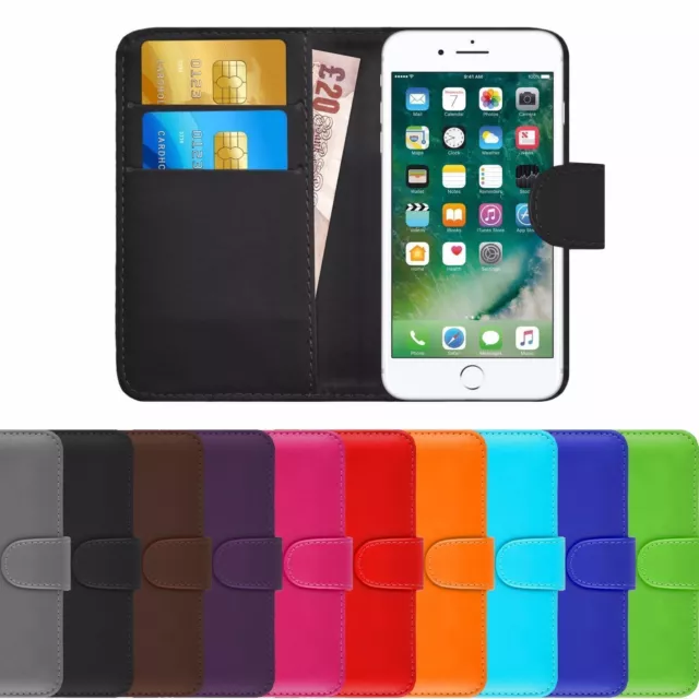 For Apple Iphone 11 12 Pro XR 6  7 SE -PU Genuine Leather Wallet Case Flip Cover