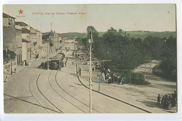 Portugal Porto Passeio Alegre Tramway Douro river mouth original 1910s postcard