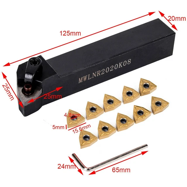Porte-outil De Tour SPB332 + 10 Inserts Carbure SP300 - Pour Tournage Métal - Hauteur 32 Mm