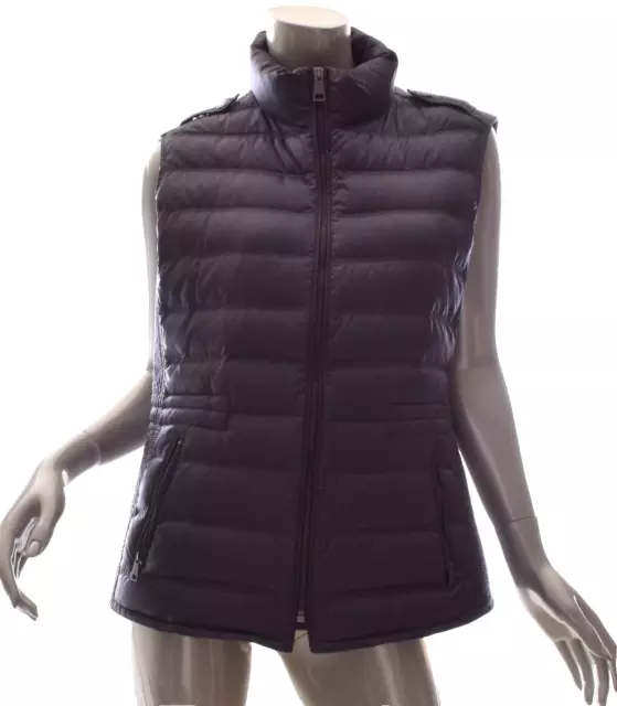 BURBERRY BRIT Cranstead Quilted Down Gray Puffer Vest Size XL EUC