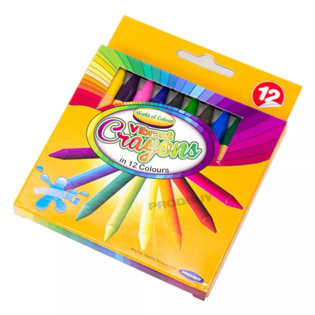 Pack of 12 Washable Crayons Childrens Kids Colouring Drawing Art Assorted Colour