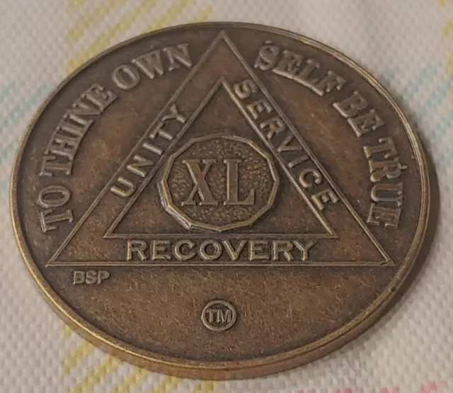 40 Year Alcoholics Anonymous AA Bronze Medallion Coin Sobriety Chip Fourty