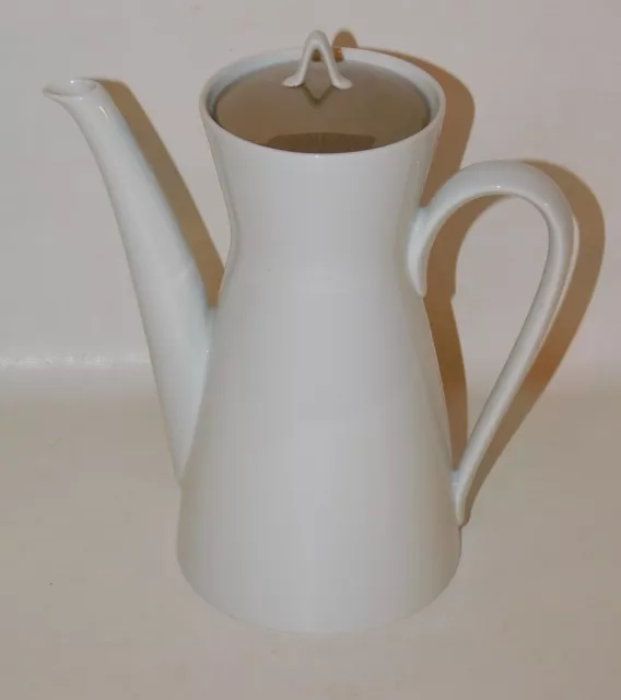 Rosenthal China Continental Crystalline Taupe Lid White Coffee Pot 9" tall - EX