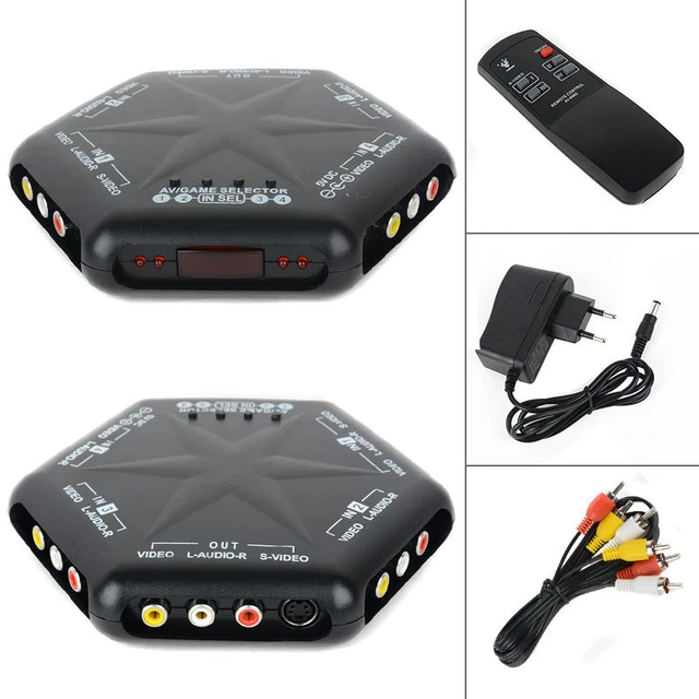 4 in 1 out S-Video Video Audio Game RCA AV Switch Box Selector H