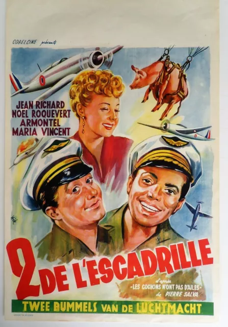 Superbe affiche de cinéma 2 De L'escadrille avec Jean Richard