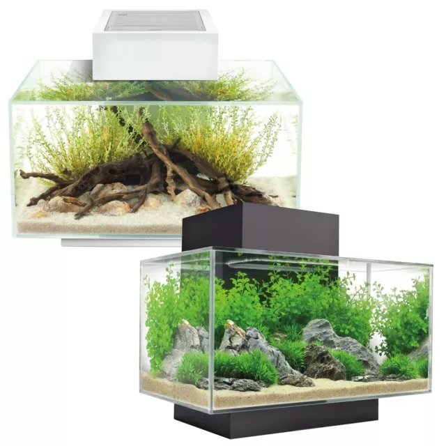 Fluval Edge Aquarium Small Fish Tank 2.0 LED Lighting & Filter 23L Black / White