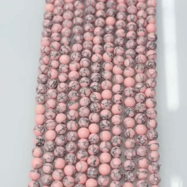 6mm pink synthetic turquoise loose bead diy hand woven material