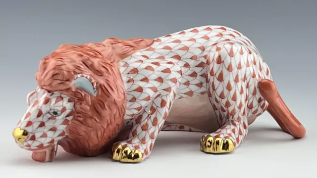 🦋 BRAND NEW HEREND Lion Rust Fishnet Figurine ($884 Retail)