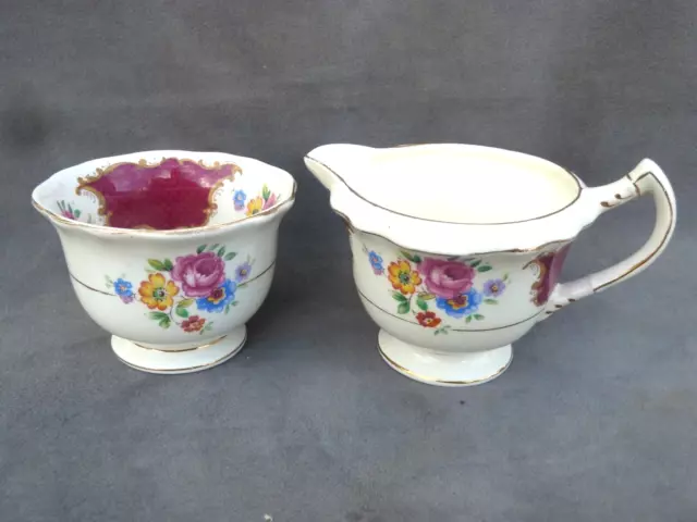 Lovely Milk Jug Sugar Bowl James Kent Longton Sandringham Pattern Ceramic