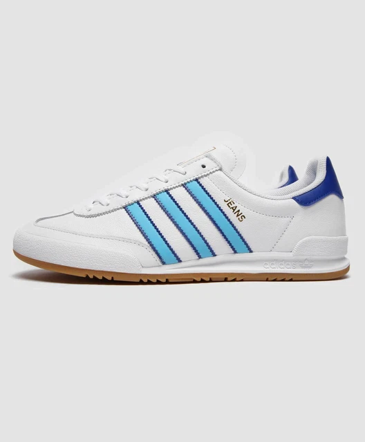 ADIDAS ORIGINALS JEANS Homme Baskets Cuir Blanc/Bleu Chaussures