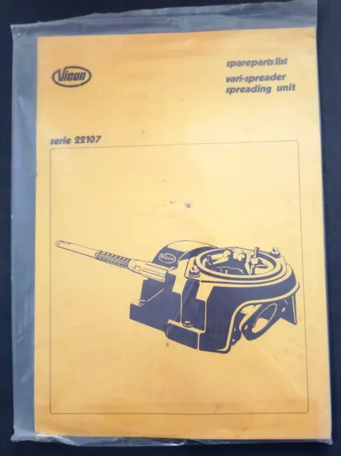 Vicon Series 22107 Vari Spreader Spreading Unit Parts List - Sealed