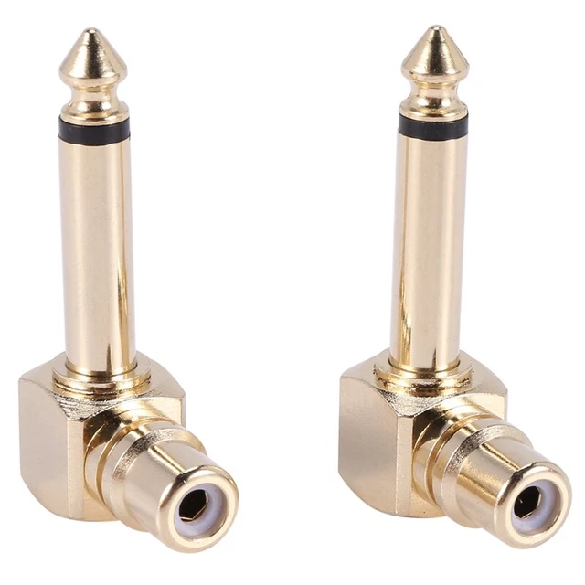 3X(2-PACK RCA Female Jack to 1/4 inch Mono Male Plug Right Angle Audio Adapter6)