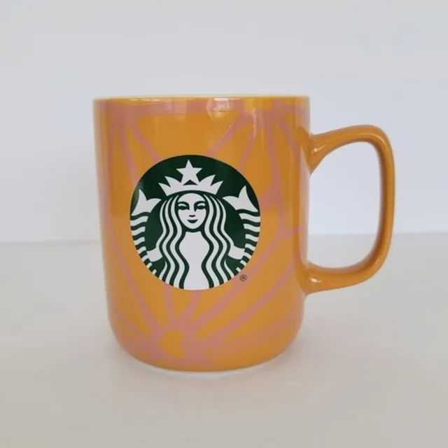 Starbucks Ceramic Mug 2021 Retro Design Orange Pink 15 oz