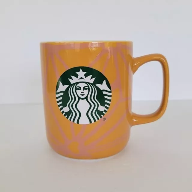 Starbucks Ceramic Mug 2021 Retro Design Orange Pink 15 oz