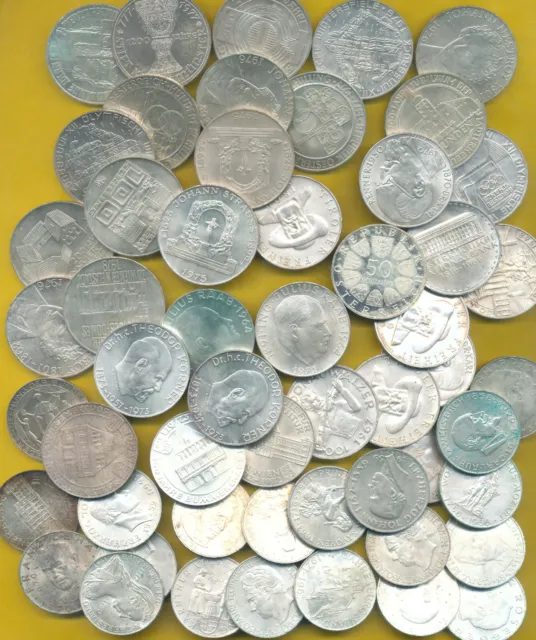 1 Kilogramm Silber Münzen Österreich 25, 50, 100 Schilling Gedenkmzn.