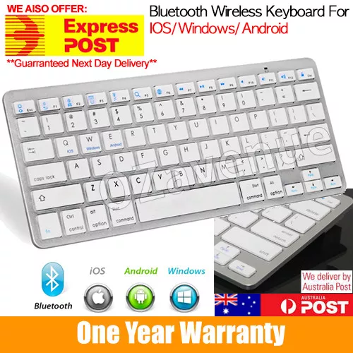 Wireless Bluetooth Keyboard For APPLE IOS Macbook iMAC iPhone iPad Tablet White