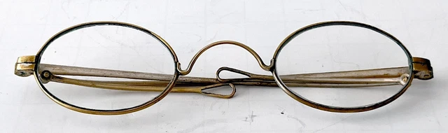 Antique Mid-19Th Century Golden Plated Spectacles With Turn Pin Hinge Temples 2