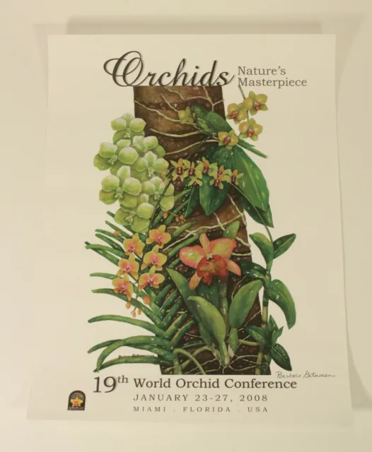 2008 Barbara Gaterman 19th World Orchid Conference Art Print Poster Hand Signed