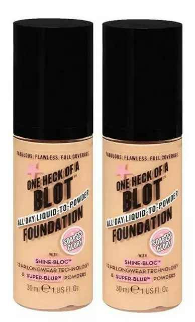 2 x Soap & Glory One Heck of A Blot Foundation / Fair Enough - flüssig zu pulverisieren