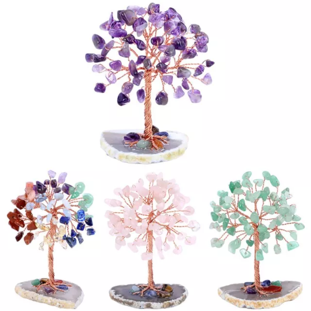 Garden Accessories Amethyst Crystals Tree Ornaments Figurine Gemstones