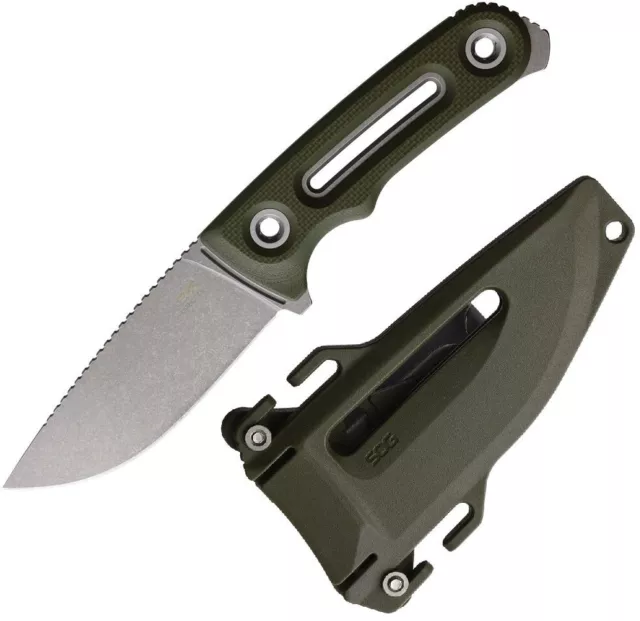 SOG Provider FX Fixed Knife 3.75"  CPM S35VN Steel Full Blade Green G10 Handle