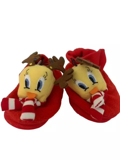 New Warner Bros Studio Baby Slippers Size M/L Christmas Red Tweety Bird