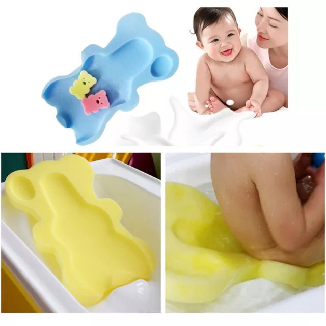 Baby Bath Seat Infant Slip Soft Bath Body Cushion Sponge Bathtub Mat +2pcs F'TM