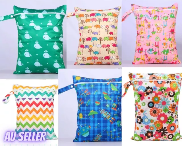 Reusable cloth nappy diaper wet swimmer double zipper bag