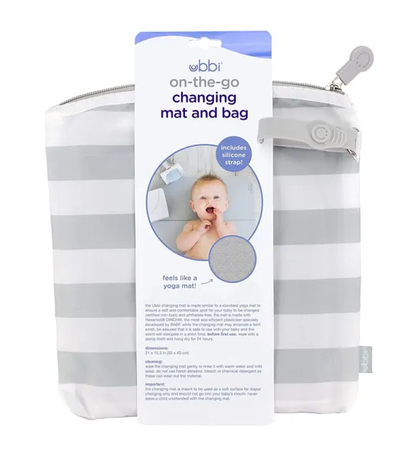 Portable Baby Changing Mat Ubbi On The Go Waterproof Bag Gray/White Carrying Bag