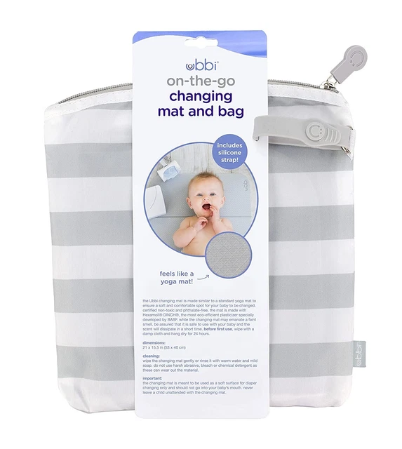 Portable Baby Changing Mat Ubbi On The Go Waterproof Bag Gray/White Carrying Bag