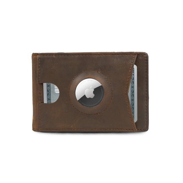 Men Airtag Wallet Genuine Leather Credit Card Money Airtag Holder Air Tag Case