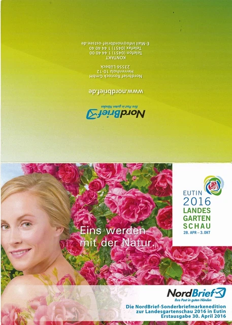 Privatpost NordBrief - Landesgartenschau EUTIN 2016  Offiz. Ersttags-Klappkarte