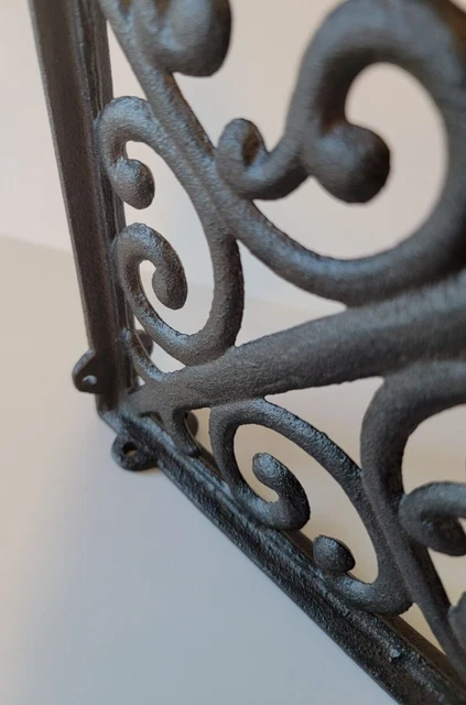 Cast Iron Antique Style Ornate Scroll Shelf Brackets Dark Brown 10" Set Of 2 8