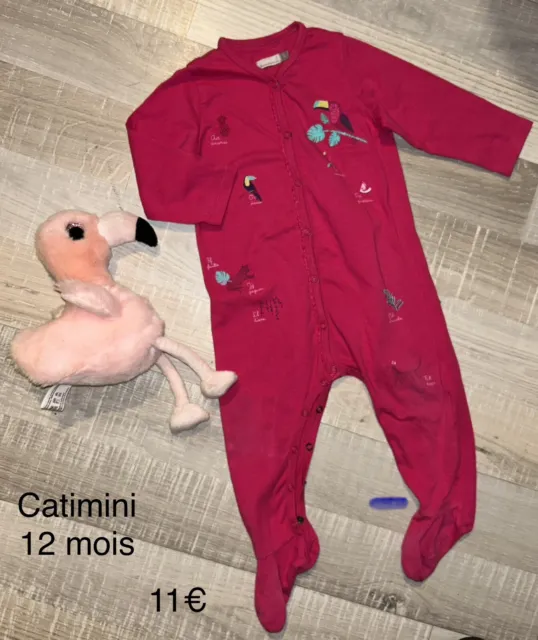 Babygros Catimini Pyjama Rose Coton 12 mois  Bébé Fille