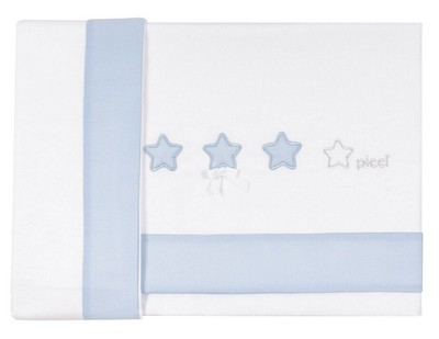 Lenzuola Lettino Picci Amelie set 3pz Ricamato Cod.PC6228 Celeste 