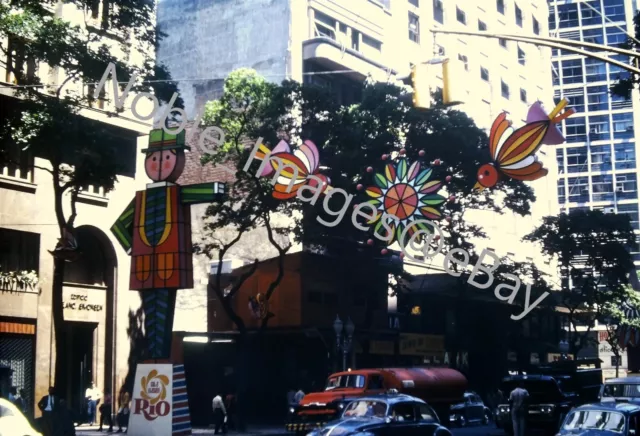 1969 Downtown Street Scene Chevy Fuel Truck Rio de Janeiro Kodachrome Slide