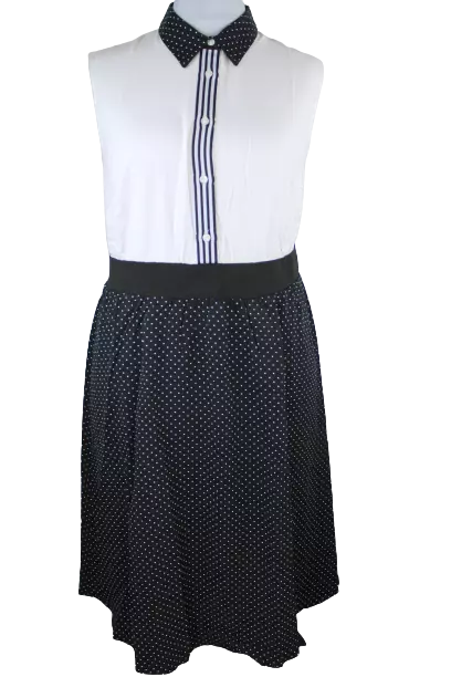 Sheego Vestido de Mujer Camisa Rockabilly Negro Blanco Cóctel Talla Especial