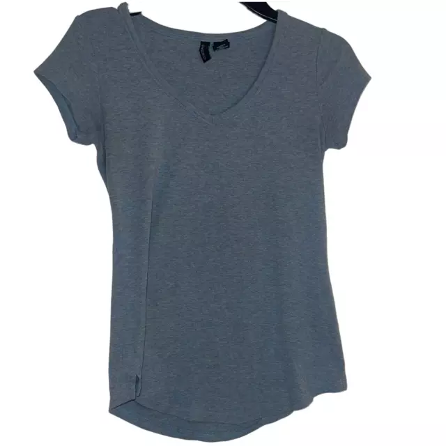 Cynthia Rowley V-Neck Pima Cotton & Modal Blend S/S T-Shirt Blue Heather Color