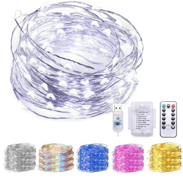 USB/battery Twinkle LED String Fairy Lights Copper Wire Party 13KEY Remote 5-20M