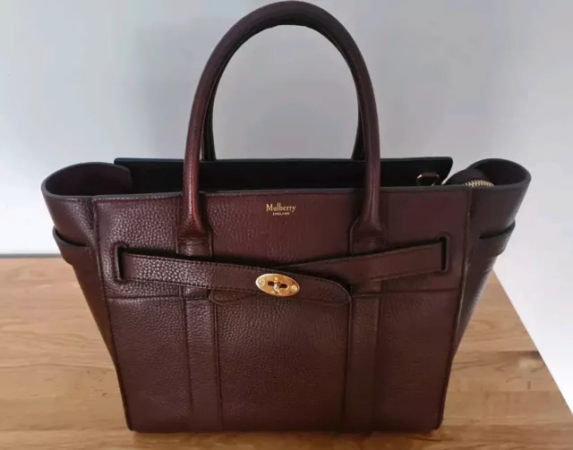 Genuine Mulberry Small Zipped Bayswater Oxblood  Leather Bag