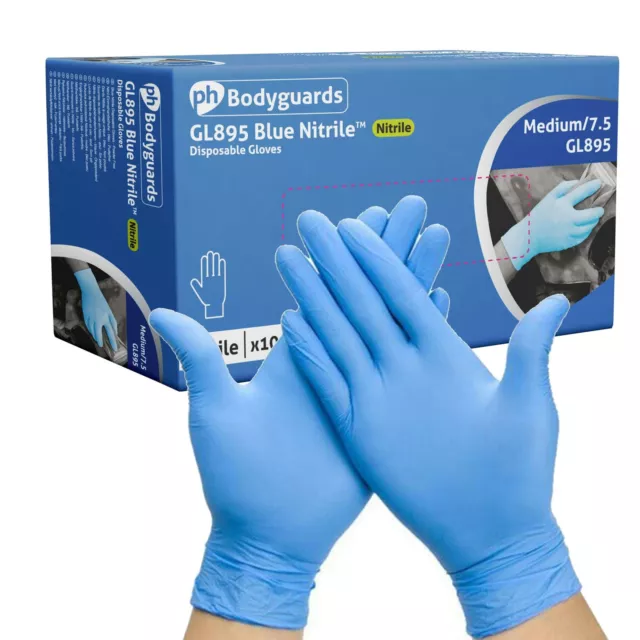 Bodyguards Powder Free Blue Nitrile Disposable Gloves Box of 100 GL895