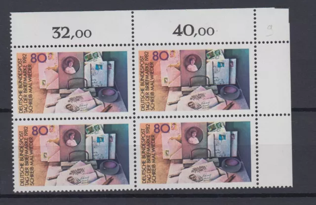 Bund 1154 Eckrand rechts oben 4er Block Tag der Briefmarke 80 Pf postfrisch
