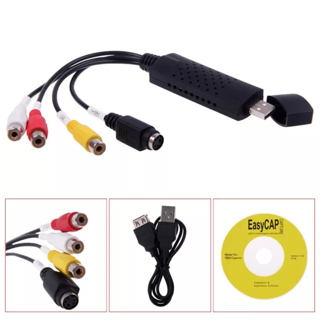 Adaptateur de capture vidéo convertisseur bande vers PC DVD USB 2 0 VHS rapide