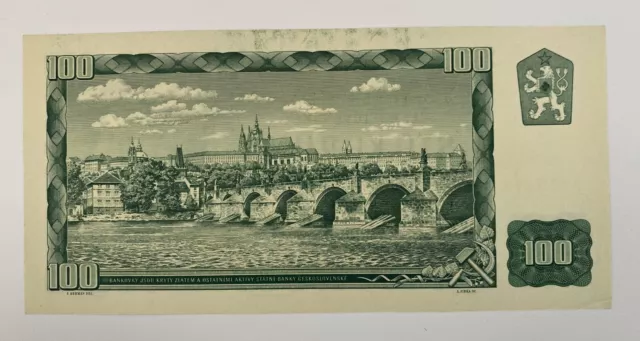 100 Kronen, Korun Tschechoslowakei, Geldschein, Banknote, Papiergeld, ČSSR 1961 2