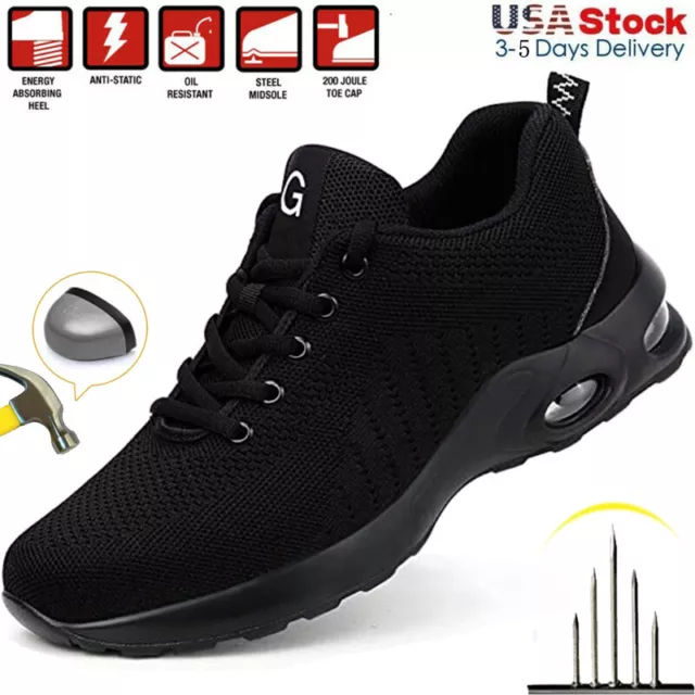 Mens Sneaker Work Boots Puncture Proof Steel Toe Safety Shoes Slip Resistant