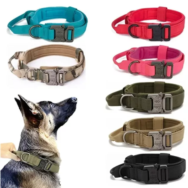 K9 Military Tactical Dog Collar Durable Pet Collar & Retractable Leash Set 2