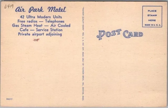 Mexico, Missouri Postcard AIR PARK MOTEL Aerial View Tichnor Linen c1950s Unused 2