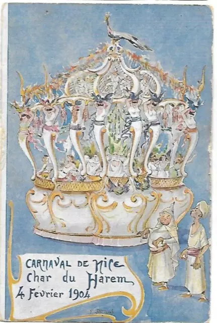 CPA carte postale ancienne Carnaval de Nice 1904 char du Harem