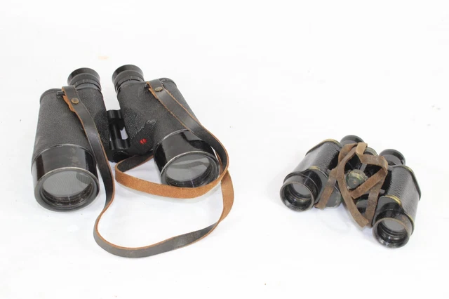 F x2 Vintage WW2 Cased Military Binoculars Inc. Taylor Hobson, REL Canada.