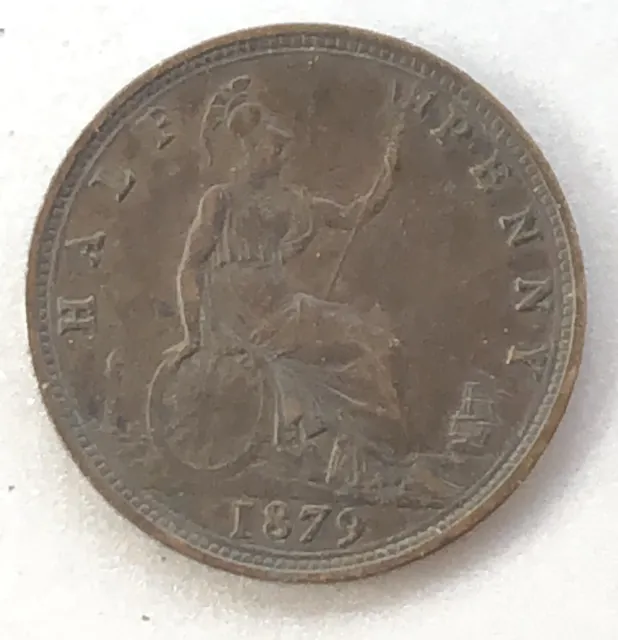 🇬🇧 UK GB Half Penny 1879 Victoria Nice Details 2